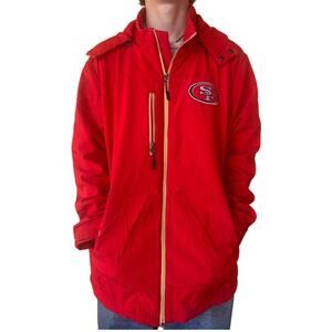 NFL San Francisco 49ers Red Hooded Jacket XL Fleece Lined Full Zip